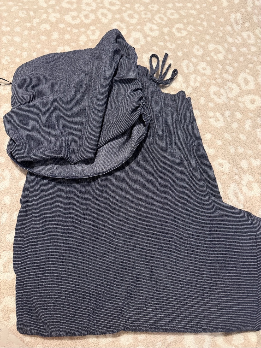 Zara Navy Drawstring Wide-Leg Jumpsuit